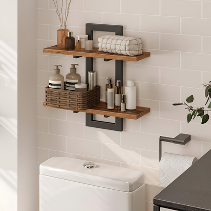 Drewniana półka ścienna dwupoziomowa