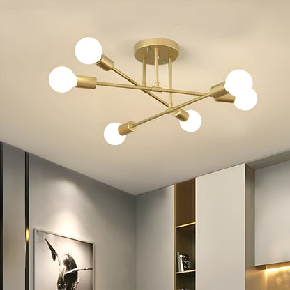 Złota lampa sufitowa do salonu w nowoczesnym stylu
