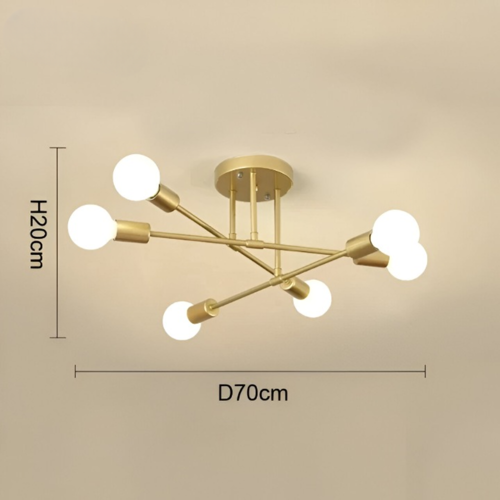Złota lampa sufitowa do salonu w nowoczesnym stylu