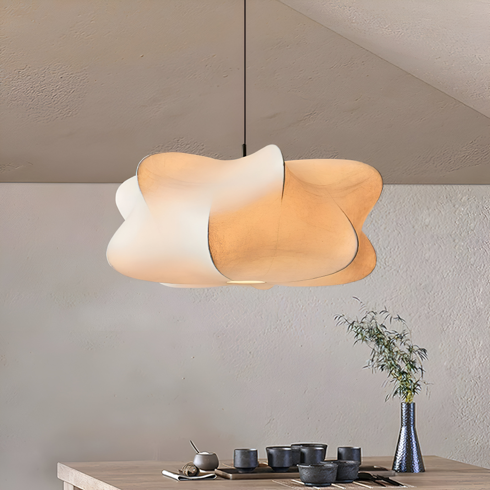 Lampa wisząca Wabi Sabi z jedwabiu do salonu