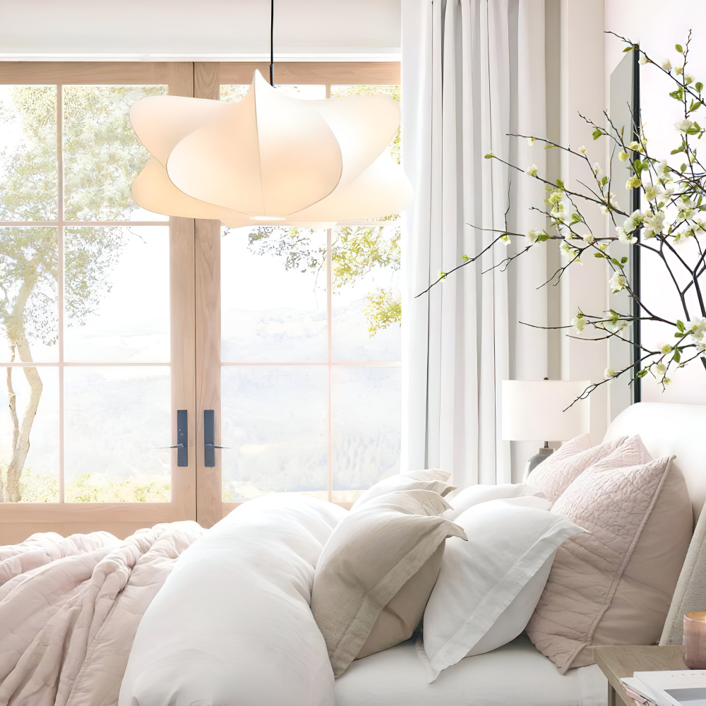 Lampa wisząca Wabi Sabi z jedwabiu do salonu
