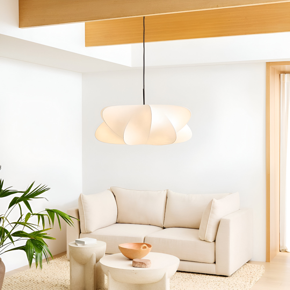 Lampa wisząca Wabi Sabi z jedwabiu do salonu