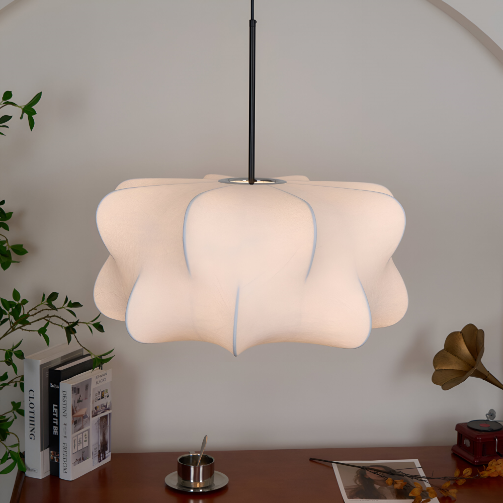 Lampa wisząca Wabi Sabi z jedwabiu do salonu