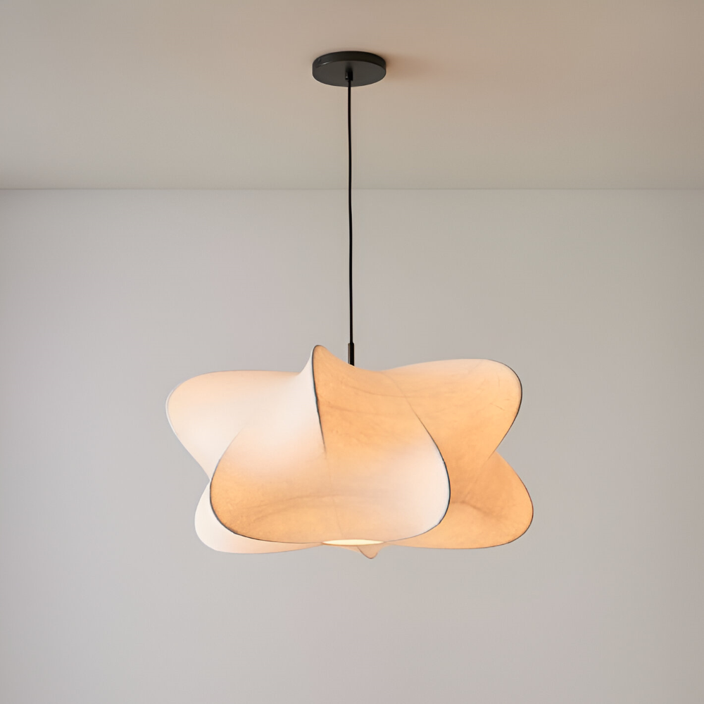 Lampa wisząca Wabi Sabi z jedwabiu do salonu