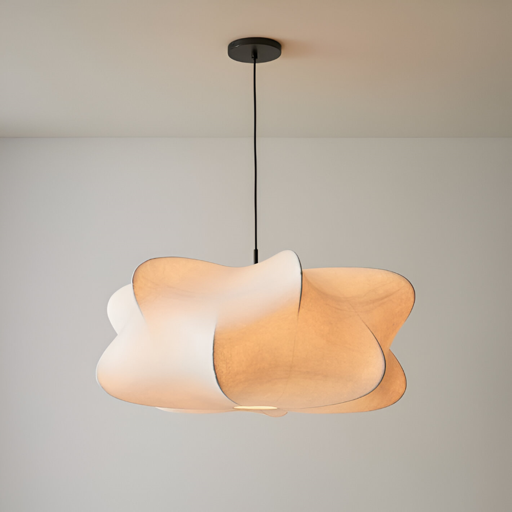 Lampa wisząca Wabi Sabi z jedwabiu do salonu