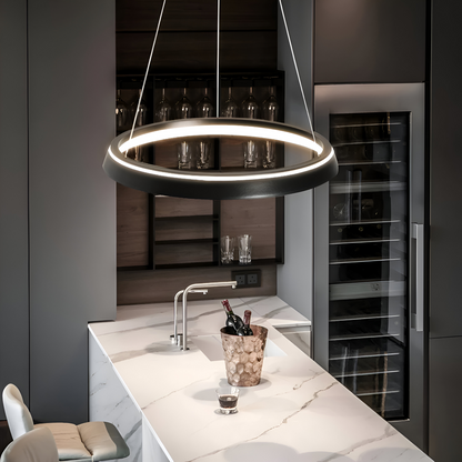 Okrągła lampa wisząca LED do salonu nowoczesna
