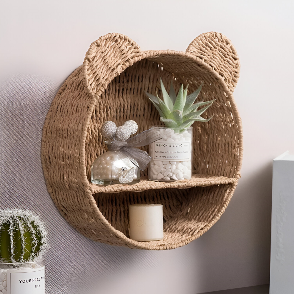 Rattanowa półka ścienna w kształcie zwierzątka