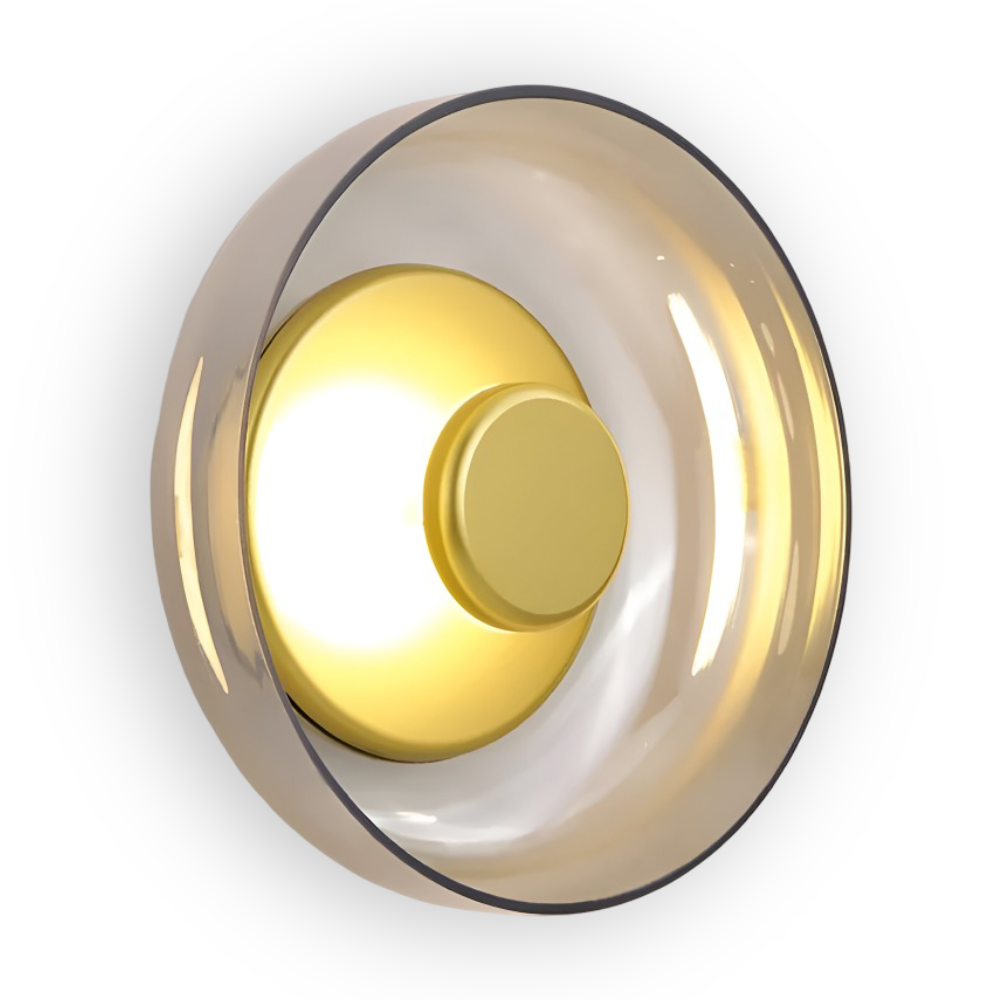 Okrągła lampa ścienna LED ze szkła i aluminium