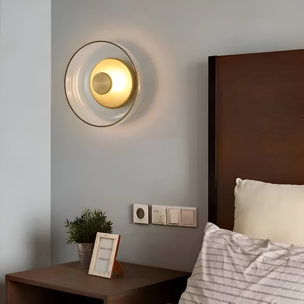 Okrągła lampa ścienna LED ze szkła i aluminium