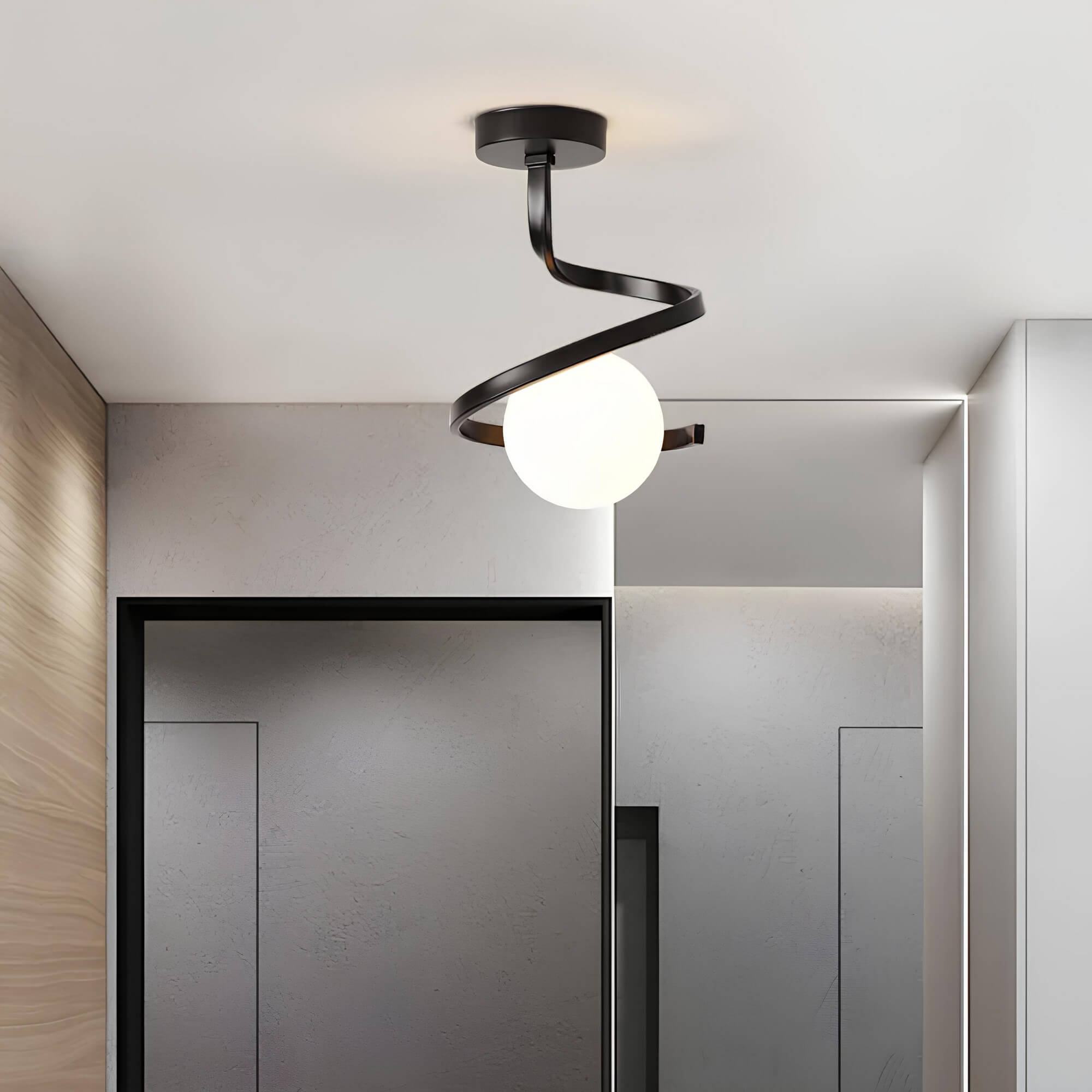 Nowoczesna lampa sufitowa ze szklaną kulą do salonu i sypialni