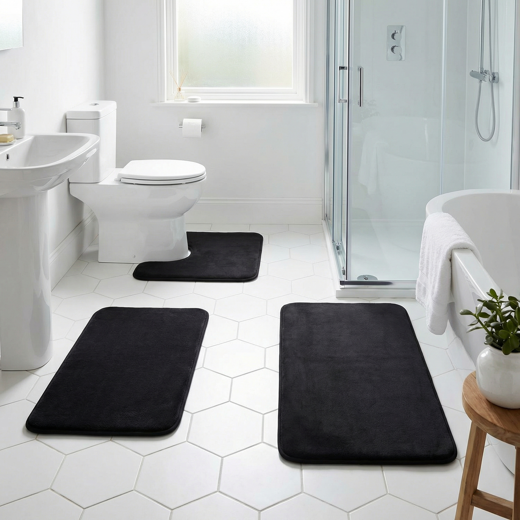 Miękki dywanik łazienkowy z pianki memory foam 3-częściowy