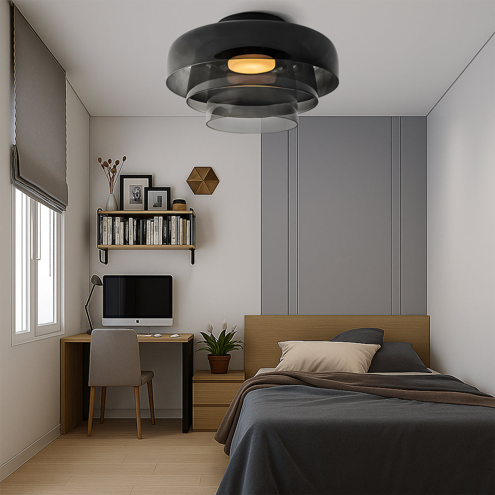 Lampa wisząca Bauhaus z warstwowymi kloszami szklanymi
