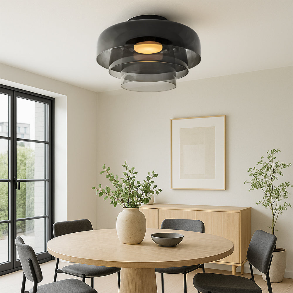 Lampa wisząca Bauhaus z warstwowymi kloszami szklanymi