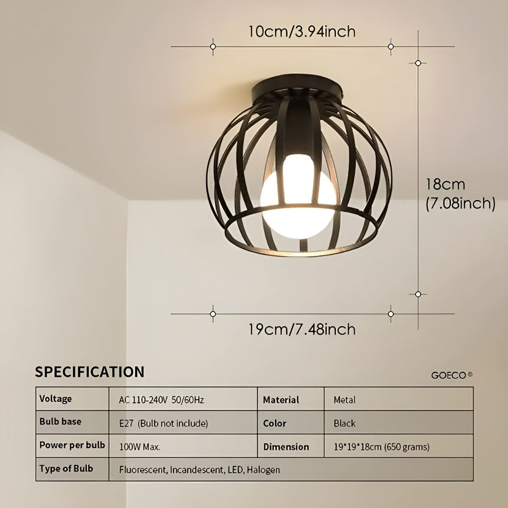 Czarna lampa sufitowa geometryczna z metalu