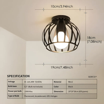 Czarna lampa sufitowa geometryczna z metalu