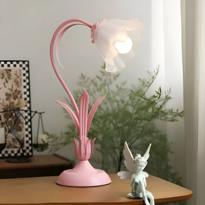 Lampa stołowa LED francuska antyczna z kwiatowym kloszem