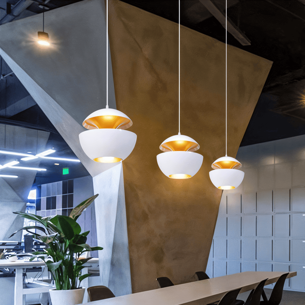 Artystyczna lampa wisząca czarno-biała metalowa