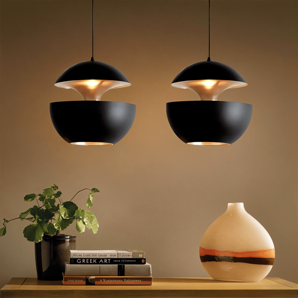 Artystyczna lampa wisząca czarno-biała metalowa