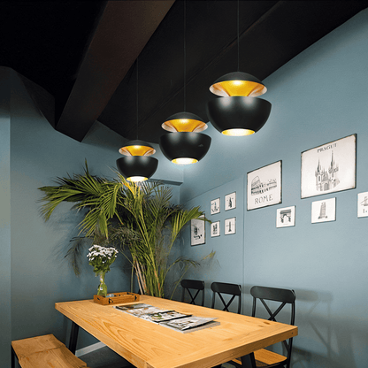 Artystyczna lampa wisząca czarno-biała metalowa