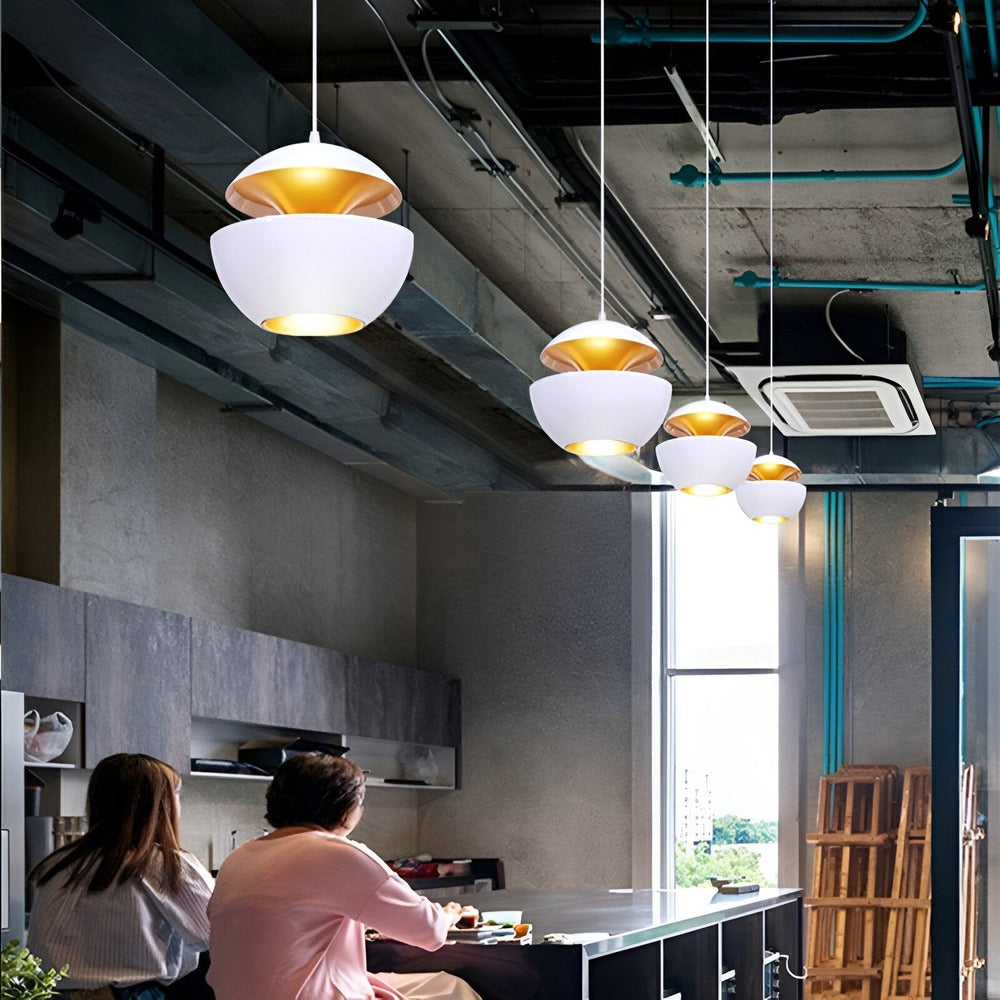 Artystyczna lampa wisząca czarno-biała metalowa