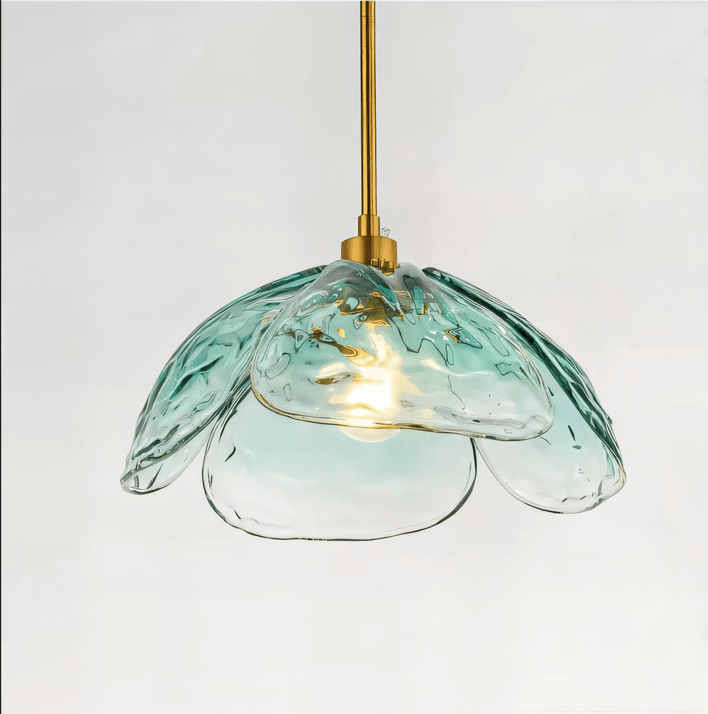 Kolorowa szklana lampa wisząca w kształcie kwiatu