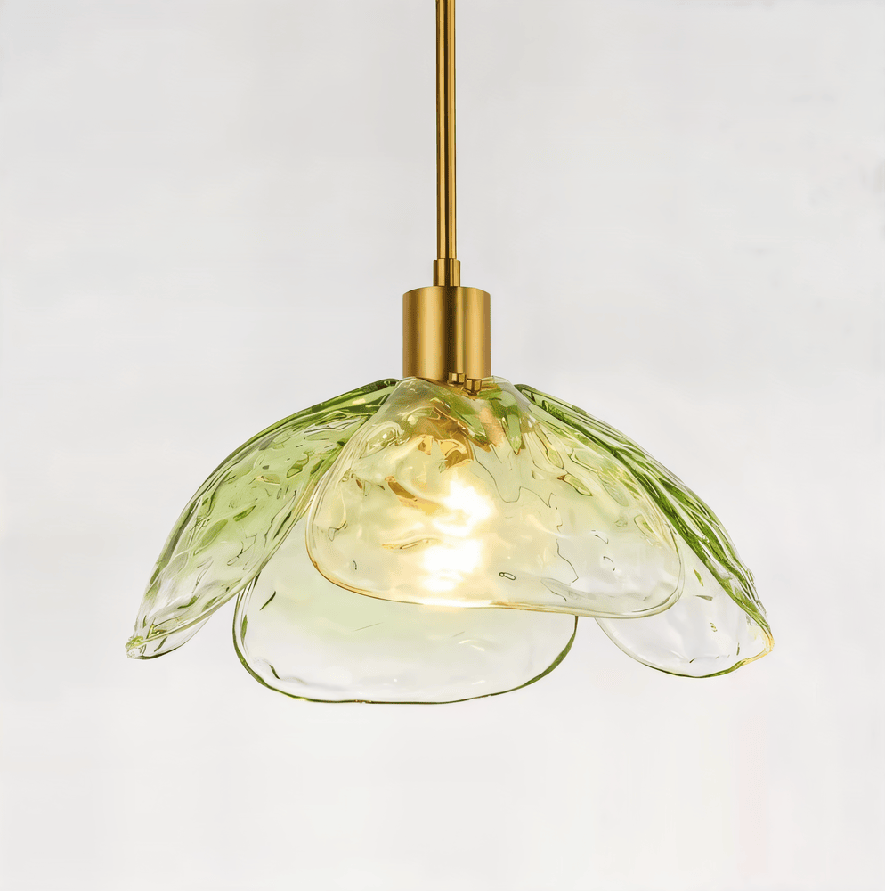 Kolorowa szklana lampa wisząca w kształcie kwiatu