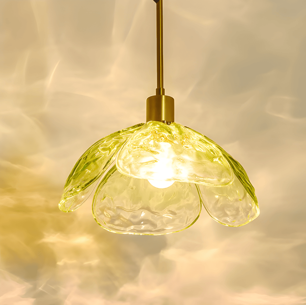 Kolorowa szklana lampa wisząca w kształcie kwiatu