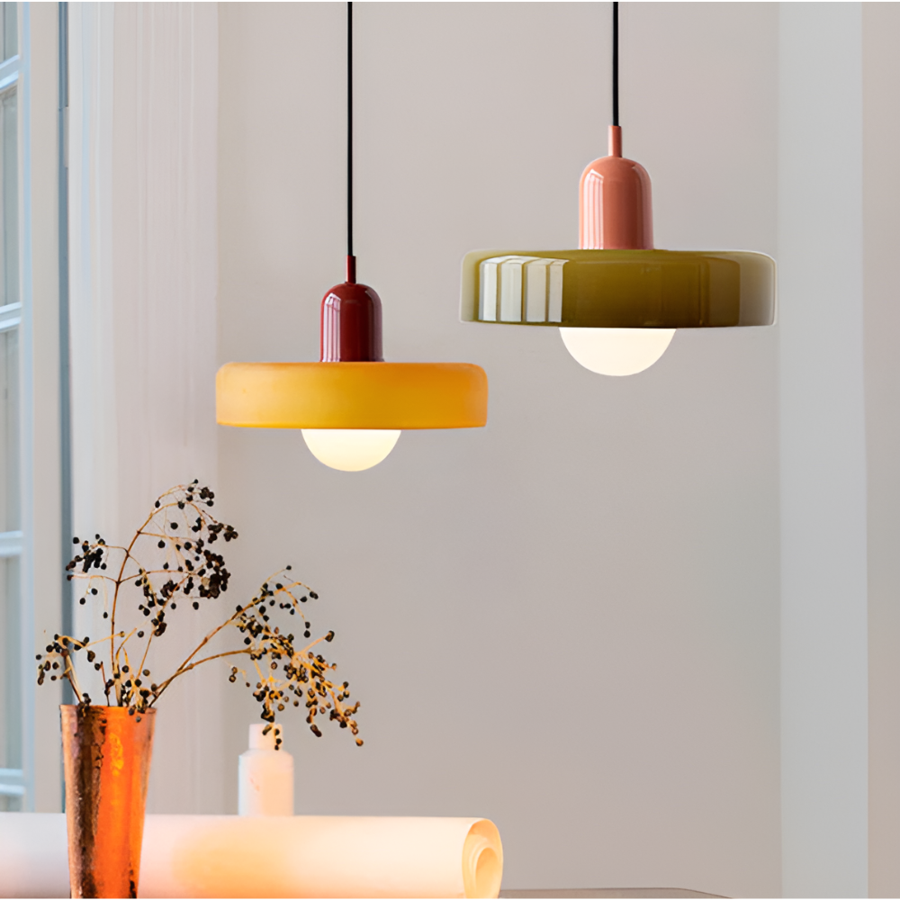 Regulowana kolorowa lampa wisząca ze szkła do wnętrz