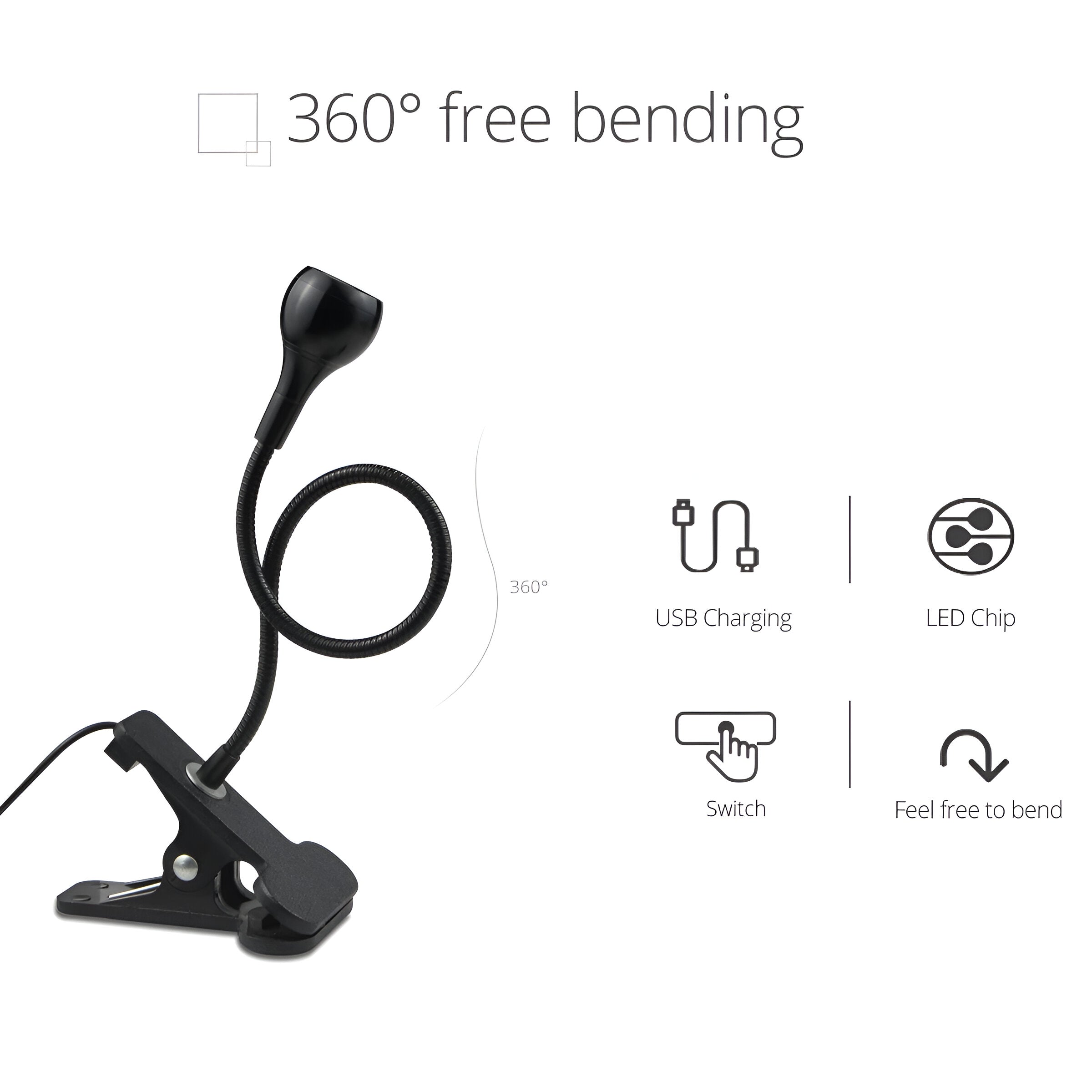 Lampa biurkowa LED z klipsem USB regulowana 360°