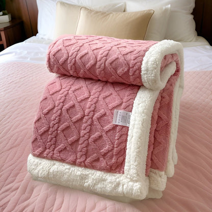 Gruby koc zimowy z miękkiego polaru dwustronny