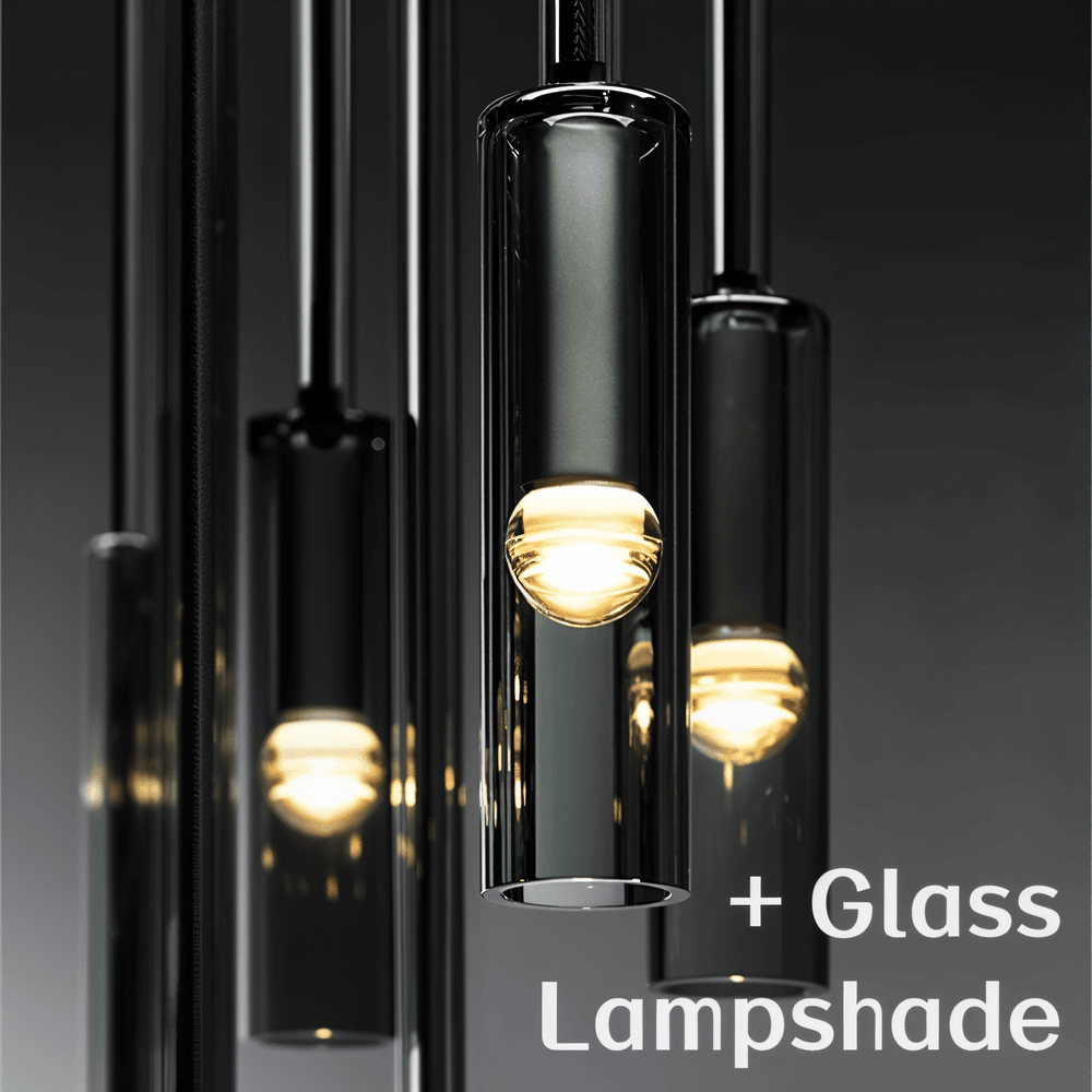 Lampa wisząca szklana dymiona E27 cylindryczna