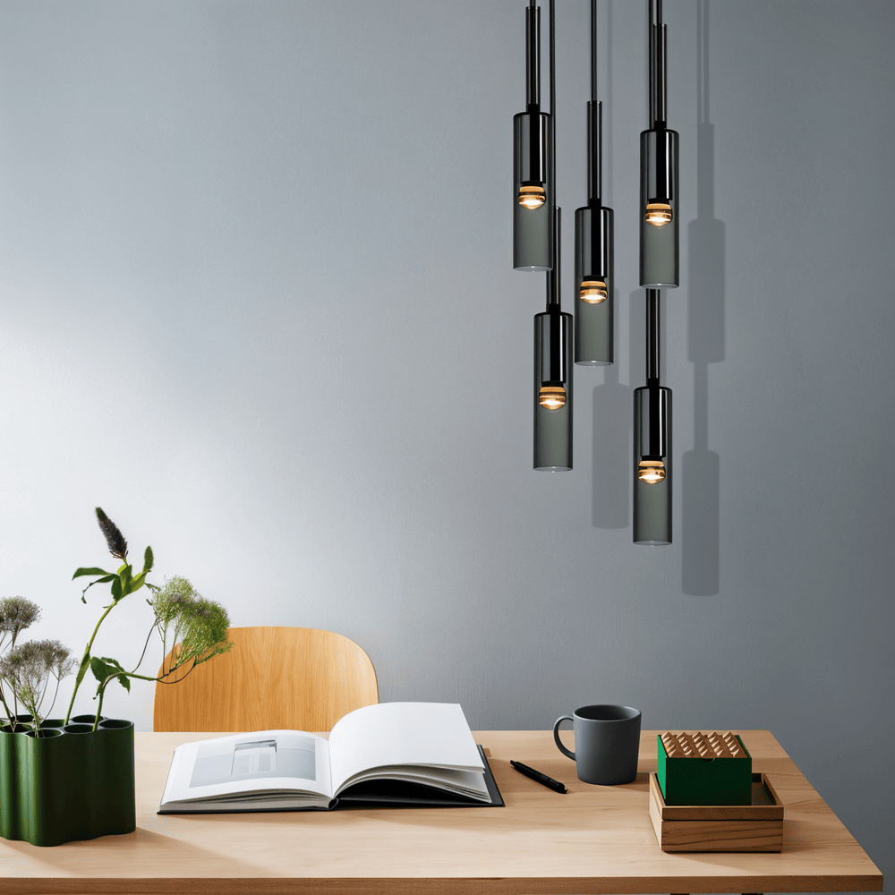 Lampa wisząca szklana dymiona E27 cylindryczna