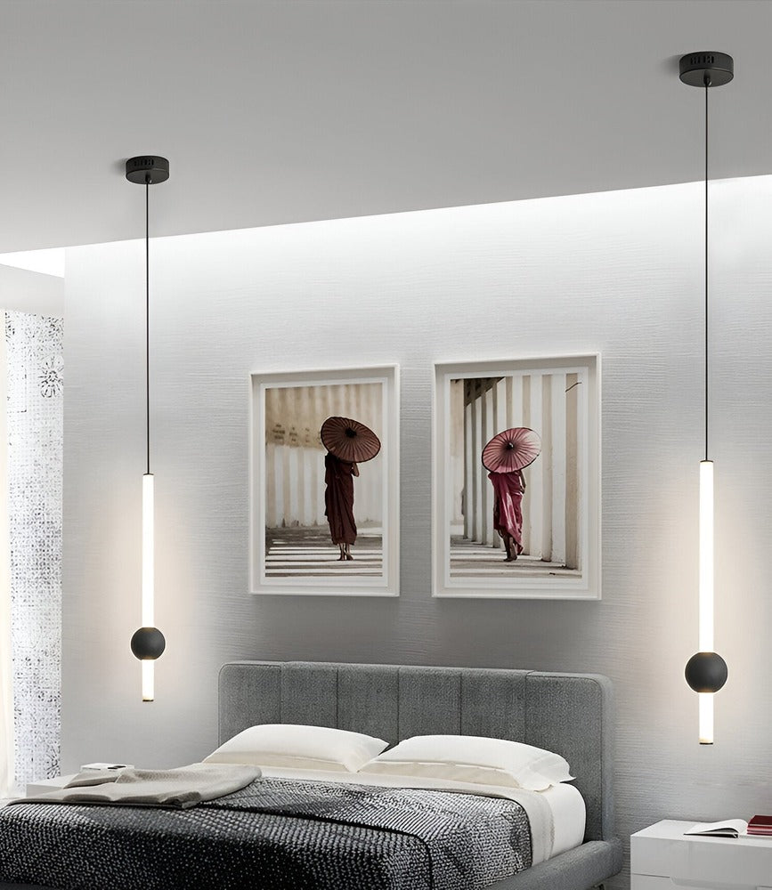 Lampa wisząca LED liniowa czarna biała 60 cm
