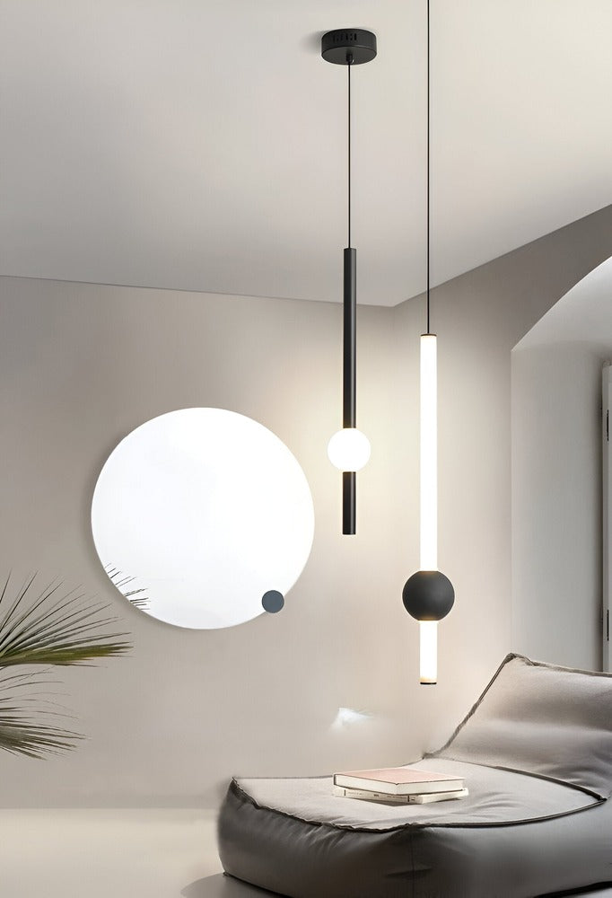 Lampa wisząca LED liniowa czarna biała 60 cm