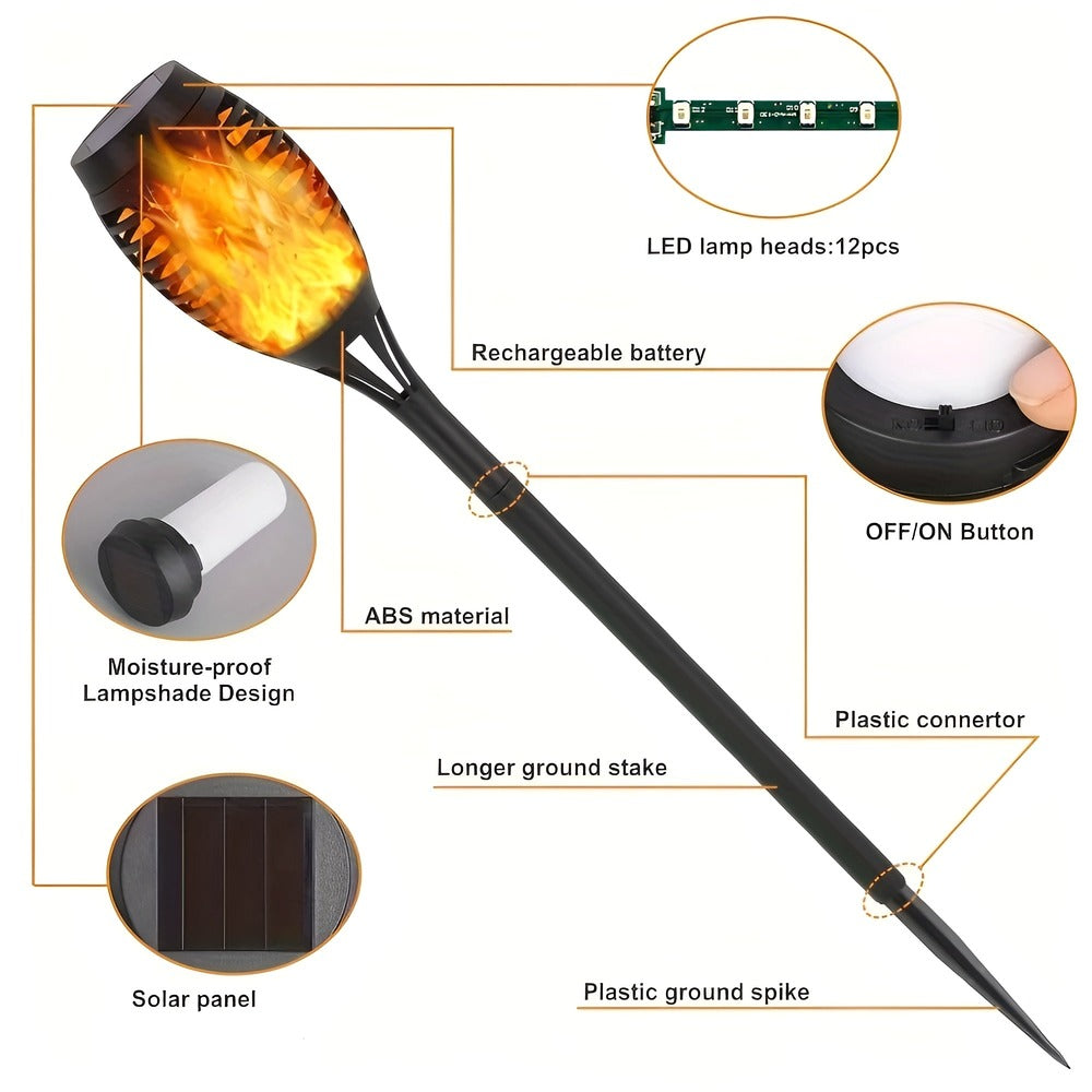 Pochodnia solarna LED efekt płomienia IP65 ogrodowa