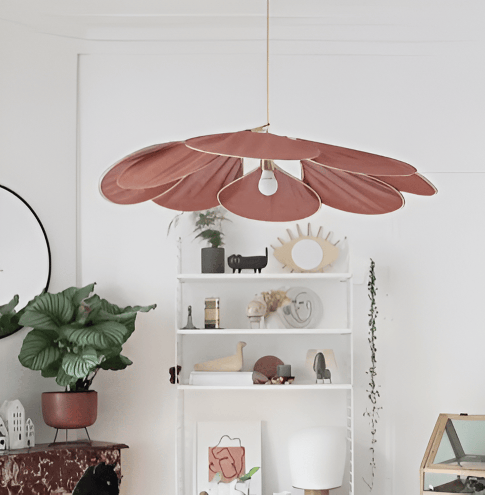 Lampa wisząca vintage z kwiatowym kloszem z tkaniny