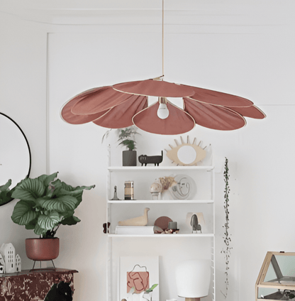Lampa wisząca vintage z kwiatowym kloszem z tkaniny
