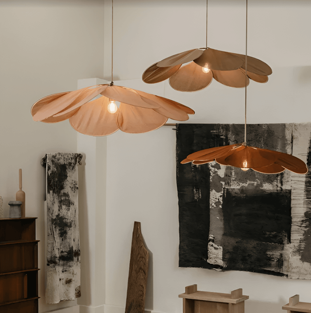 Lampa wisząca vintage z kwiatowym kloszem z tkaniny