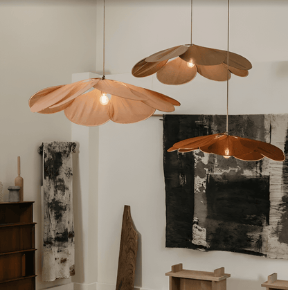 Lampa wisząca vintage z kwiatowym kloszem z tkaniny