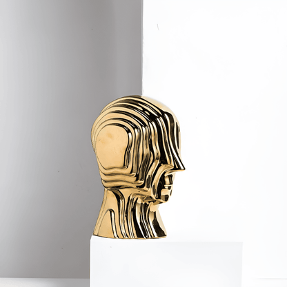 Geometryczna ceramiczna figurka dekoracyjna ze złotymi detalami