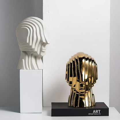 Geometryczna ceramiczna figurka dekoracyjna ze złotymi detalami