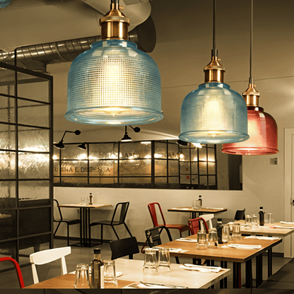 Kolorowa lampa sufitowa szklana retro do salonu