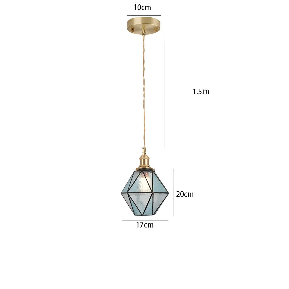 Lampa wisząca z miedzianego szkła retro