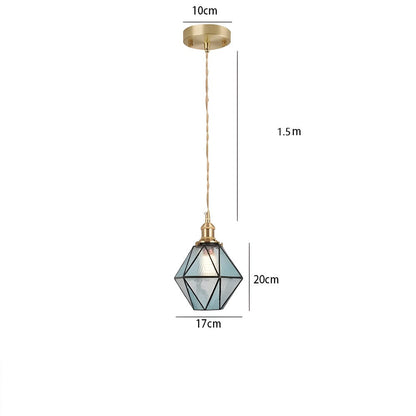 Lampa wisząca z miedzianego szkła retro