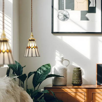 Lampa wisząca z miedzianego szkła retro