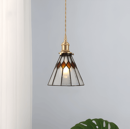 Lampa wisząca z miedzianego szkła retro