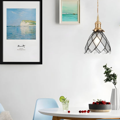 Lampa wisząca z miedzianego szkła retro