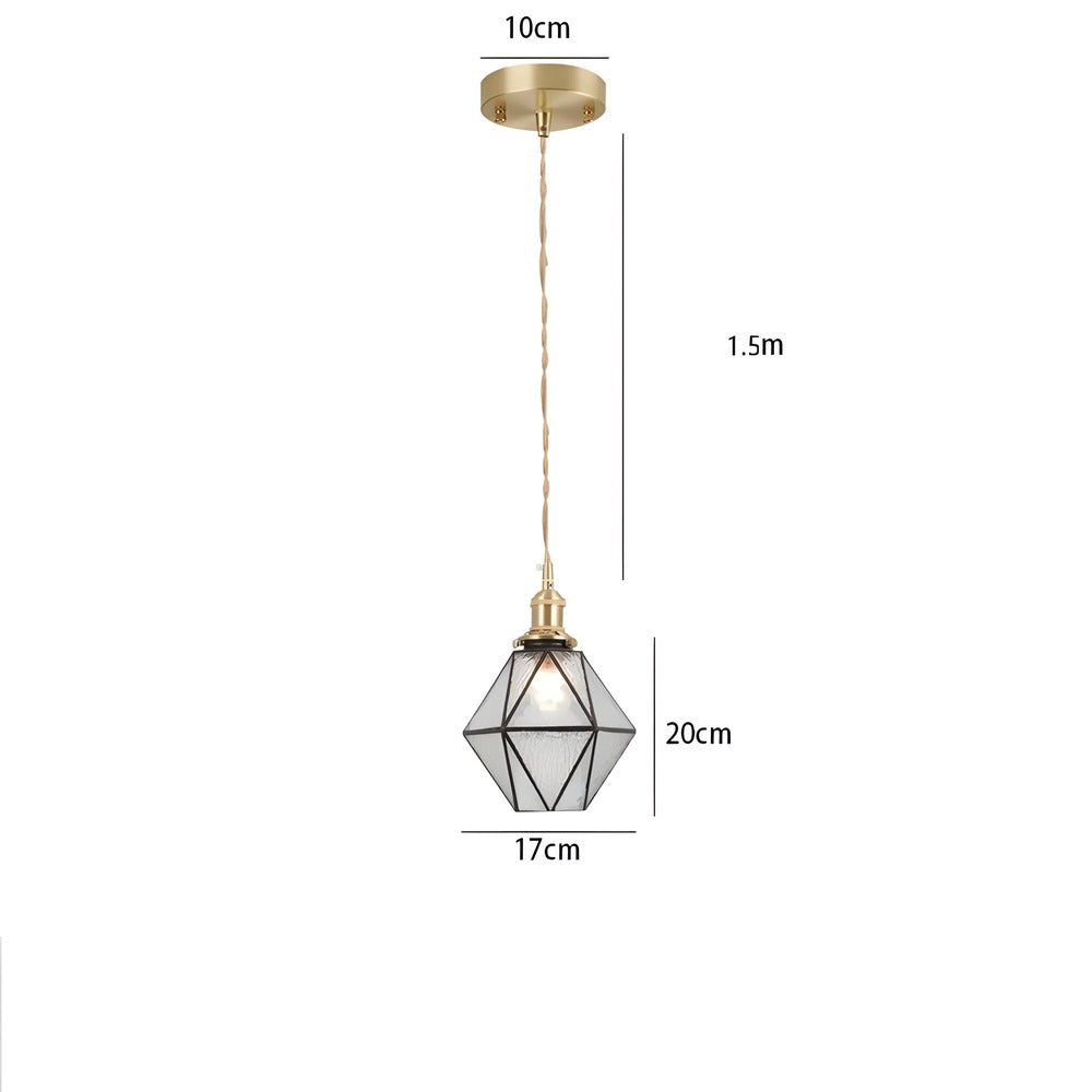 Lampa wisząca z miedzianego szkła retro