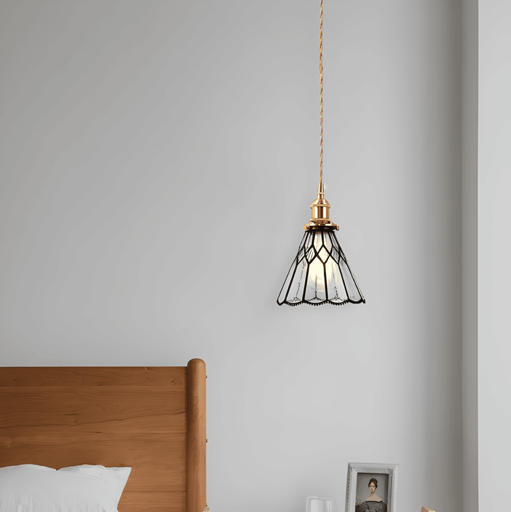 Lampa wisząca z miedzianego szkła retro