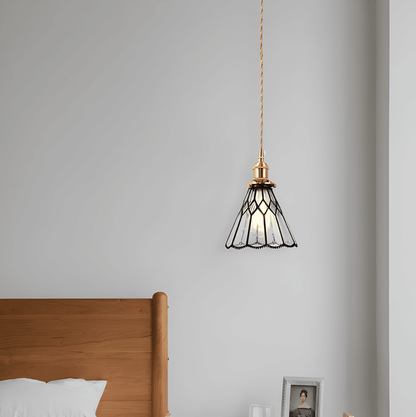 Lampa wisząca z miedzianego szkła retro